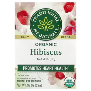 Traditional Medicinals Organic Hibiscus, Caffeine Free, 16 Wrapped Tea Bags, 0.99 oz (28 g)