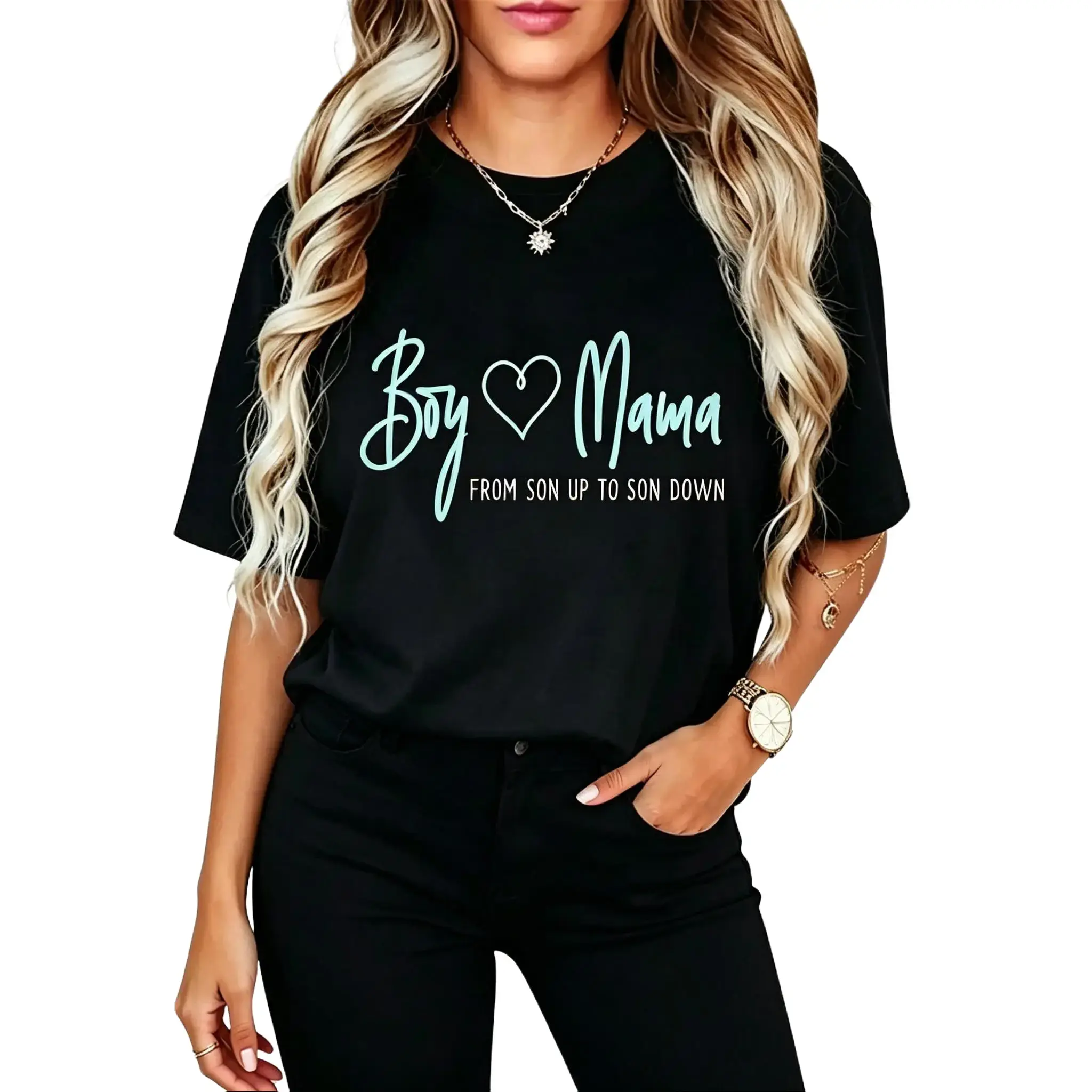 Cotton Boy Mama From Son Up To Son Down - Mother Mom T-Shirt Womenswear Style Everyday Tshirt