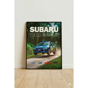 [Racing Decor - Sale Up To 40%] [Unframe] Subaru Impreza WRC Poster, Retro JDM Rally Wall Art, Vintage Motorsport Racing Print, Flying Rally Car Decor, Gift for Racing Fans and Petrolheads