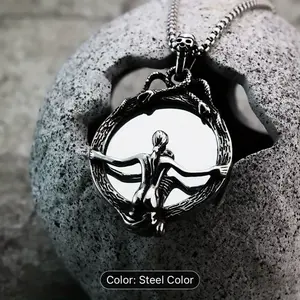 Gothic Witch Stainless Steel Mirror Pendant for Protection
