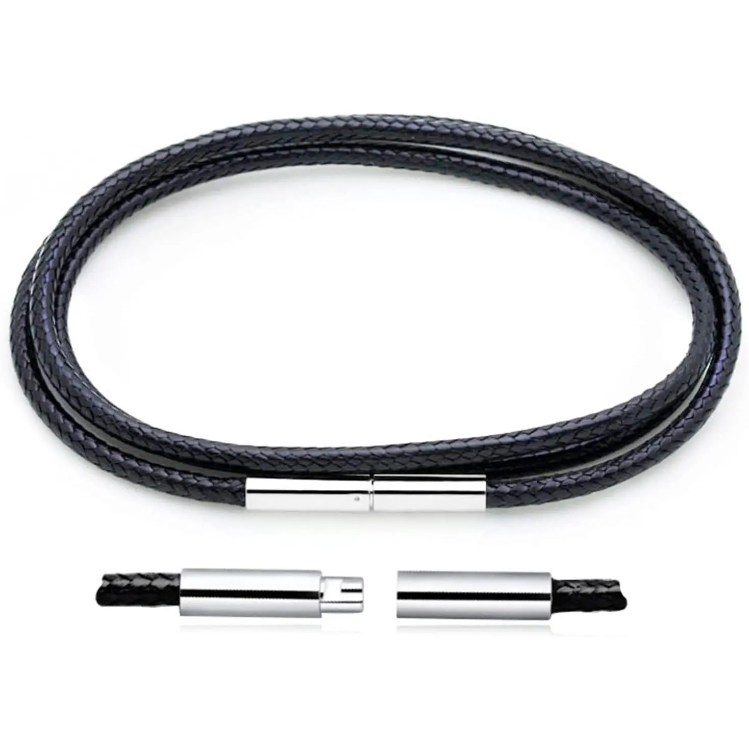 Leather Necklace Cord, 18inch-24inch Waterproof Rope Necklace for Men Women, 316L Stainless Steel Clasp, 2,3mm Width Leather Necklaces for Mens