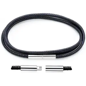 Leather Necklace Cord, 18inch-24inch Waterproof Rope Necklace for Men Women, 316L Stainless Steel Clasp, 2,3mm Width Leather Necklaces for Mens