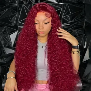 Tahikie 99J 7x6 Glueless Transparent Lace Front Wigs Human Hair Burgundy 13x6 Deep Wave Front Wigs Pre Cut Bleached Ready to Go Glueless Wig For Women FallFreshness