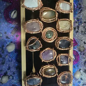 Elegant Adjustable Copper Wire-Wrapped Gemstone Collection Unique Stones for Jewelry Enthusiasts Exquisite Craftsmanship