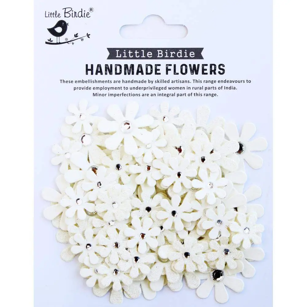 Little Birdie - Sparkle Florettes Paper Flowers - Ivory Pearl