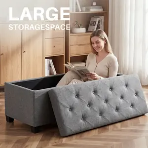 Versatile Tufted Storage Ottoman Bench Upholstered End of Bed Chest Foot Rest with Sturdy Legs Ample Storage Capacity for Living Room Bedroom Hallway Versatile Tufted Storage Ottoman Bench Upholstered End of Bed Chest Foot Rest with Sturdy Legs Ample Storage Capacity for Living Room Bedroom Hallway