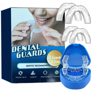 Dental Guards Moldable Mouth Guard for Grinding Teeth at Night & Clenching - 4 pcs, 2 Sizes, Comfortable Bite Protection with Case, Food-Grade Silicone, Dentist Recommended