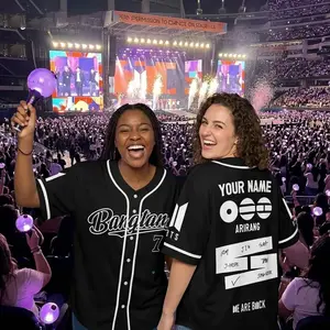 Kpop Custom Baseball Jersey – 4 Color Design, Personalized Name Number V-Neck Shirt, 2026 World Tour Concert Fan Merch Gift