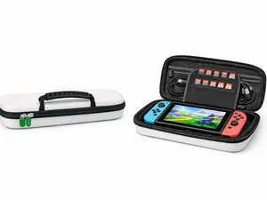 Ivoler Deluxe Hard Travel Case for Nintendo Switch, Zip Around, White