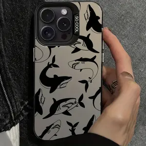 A set of shark Phone case for iPhone 16 Pro Max 15 Plus 14 13 12 11 XR XS Beautiful Gift Selection Full Body Protection Anti-Scratch PC Smartphone Cover
