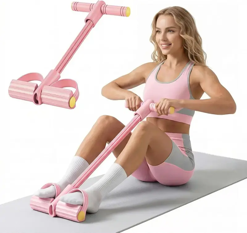 Women's Multicolor Pull Resistance Band - Lightweight Foldable Adjustable TPE Fitness Tube with Non-Slip Foam Handles, Portable At-Home Workout Equipment for Beginners, Abs Training