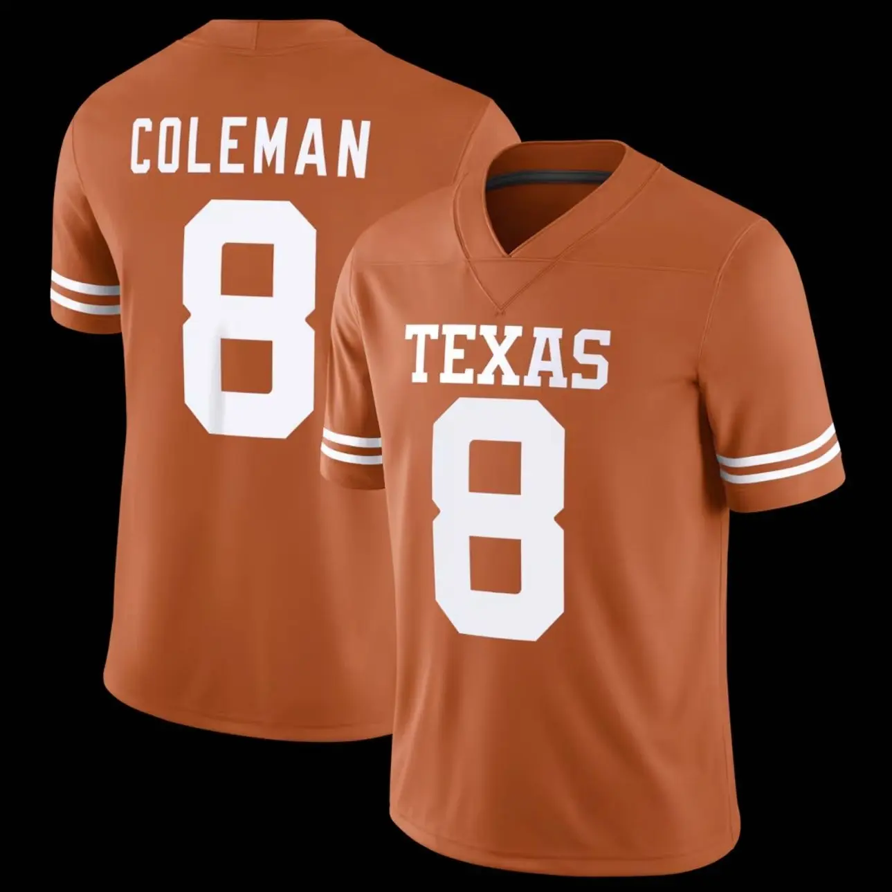 Unisex Football 8 Coleman Texas Longhorns Team Game Football Jersey - Texas Orange