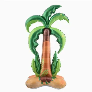 1pcs Coconut Tree Standing Aluminum Foil Balloons - Vibrant Green And Orange Tropical Design, Suitable for Hawaii, Birthdays, Beach Parties, Photo Backdrops, No Electricity Needed, Reusable Durable Helium Party Decorations