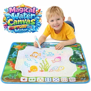 Educational Cute Cartoon Magic Water Canvas Drawing Mat, Large Absorbent Watercolor Painting Mats with Accessories Kit, Ideal Birthday Gift for Fun Play