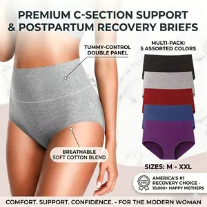 Women’s Cotton High Waisted Panties 5-Pack – Full Coverage Tummy Control Underwear, Soft Breathable Fit for Everyday Wear