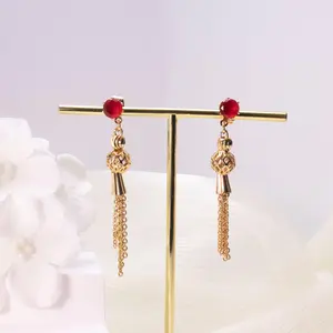 Women's Gold-Plated Diamond Tassel Dangle Earrings - Fashion Costume Jewelry Gold Statement Eardrops, Gold Statement Earrings
