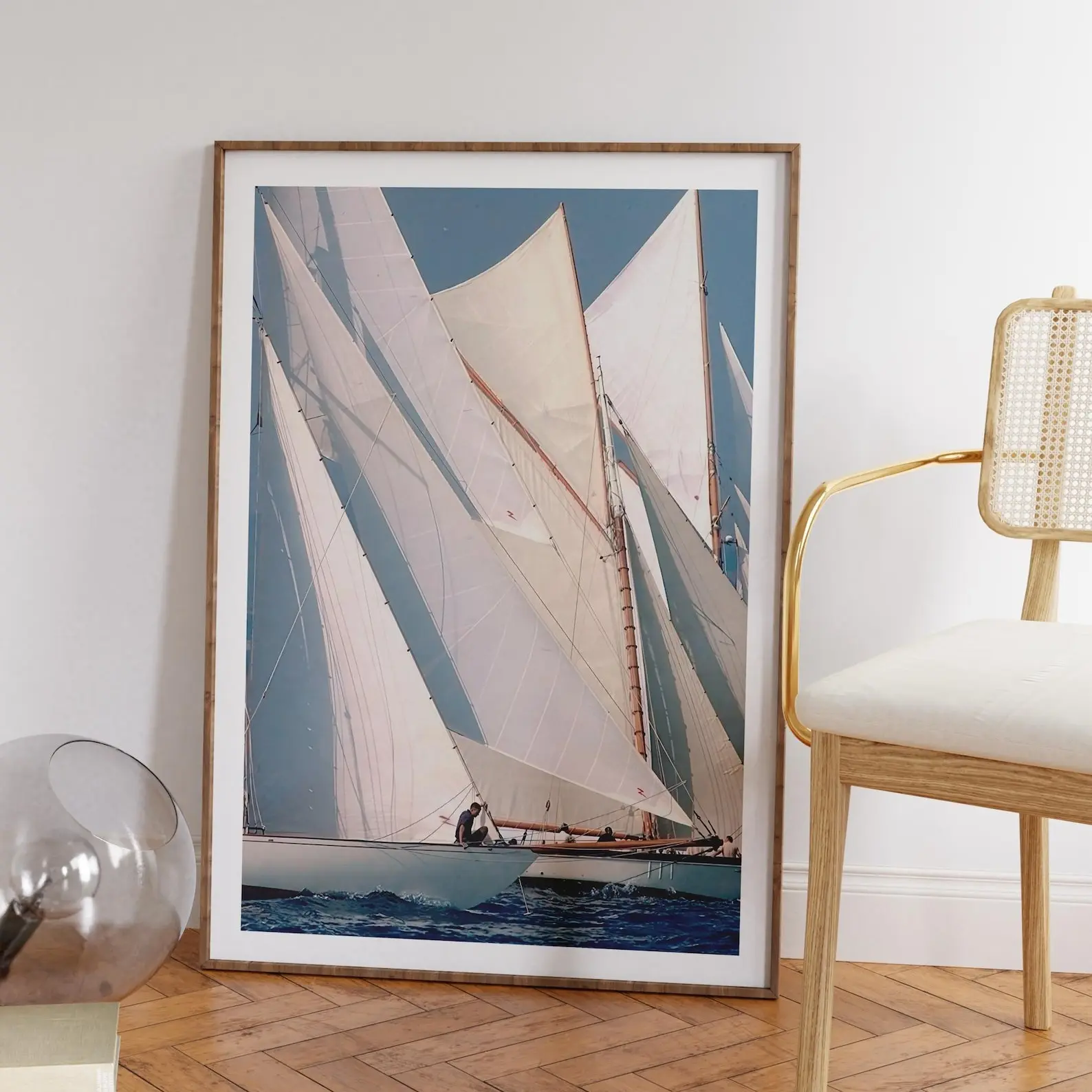 Sailboat Regatta Art Print – Vintage Yacht Racing Poster, Coastal Decor