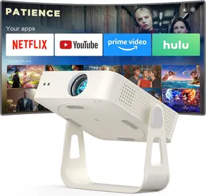 [Officially-Licensed App & Auto Focus]White Smart Mini Projector with WiFi and Bluetooth, XuanPad 4K Support Movie Projector, Portable Native 1080P Outdoor Projector with 360° Stand