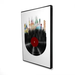 Begin Home Decor 2081-3624-MU15 24 x 36 in. Abstract City on Vinyl Disk - Blue Bedroom Canvas Decor
