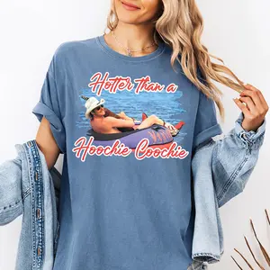Meme Summer Hotter Than A Hoochie Coochie Shirt, Summer Vacation Tshirt Comfort Colors, Music Lover T-Shirt, 90s Country Music Summer Tee