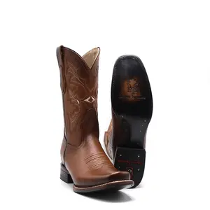 2555013158 - Vaquero Signature Men's Rodeo Square Toe Boots Flor Entera Canela Difuminado