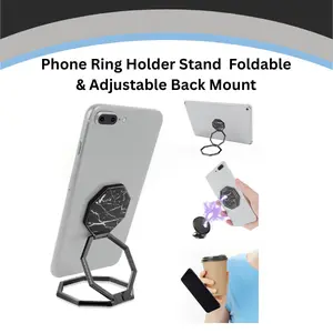 Phone Ring Holder Stand – 360° Rotating Metal Finger Kickstand Grip, Foldable & Adjustable Back Mount for Cell Phones, Compatible with iPhone, Samsung & Smartphones