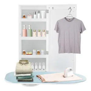 Wall-Mounted Ironing Cabinet | 180° Swivel Board + Storage Shelves | Space-Saving Laundry Organizer
