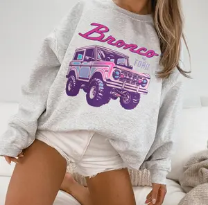 Girls Ford Bronco French Terry Pullover Sweatshirt, Ford Bronco Girl Sweatshirt, Truck Lover Sweater, Graphic Tshirt, Full Size, Full Color