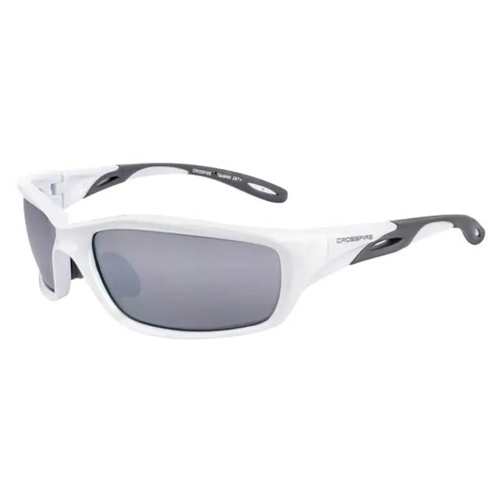 Crossfire Infinity Polycarbonate Glasses - Pearl White Frame, Silver Mirror Lenses, Scratch-Proof UV-Blocking Safety Gear with Ventilation for Home Improvement Work Accessories