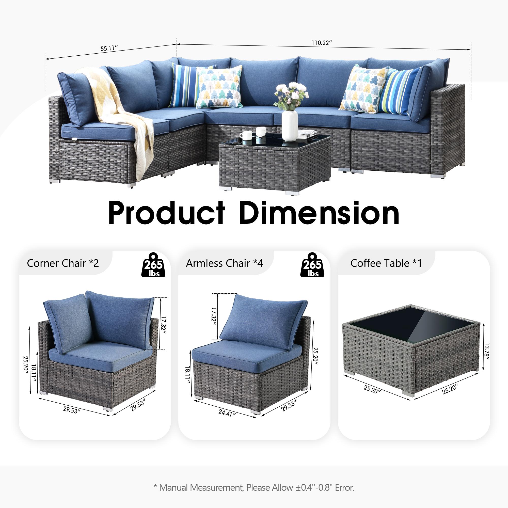 【3 Packages Shipping】Ovios Outdoor 7 Piece Coversation Set with Coffee Table,Sectional Patio Furniture Set with All-Weather Wicker Sofa,Modern Outside Couch for Balcony Backyard Pool 【3 Packages Shipping】Ovios Outdoor 7 Piece Coversation Set with Coffee Table,Sectional Patio Furniture Set with All-Weather Wicker Sofa,Modern Outside Couch for Balcony Backyard Pool