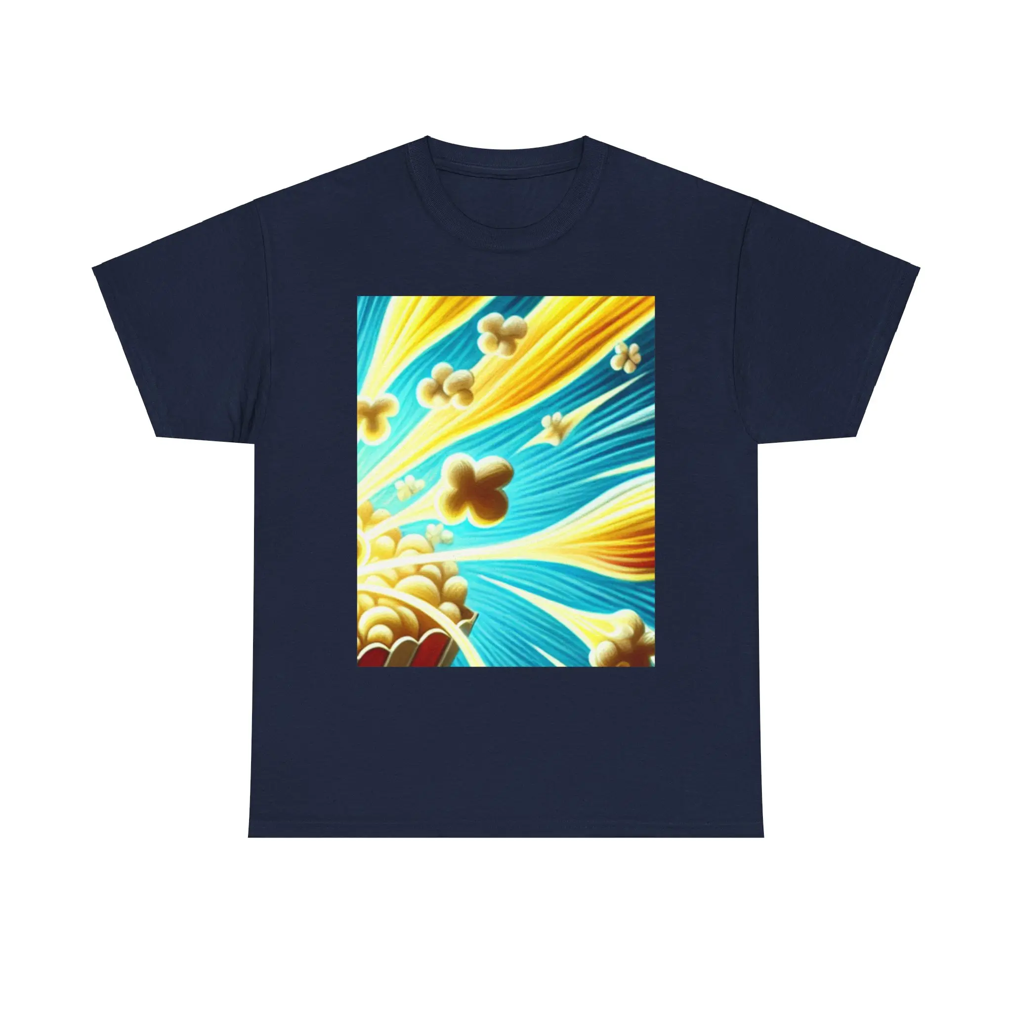Popcorn Explosion Unisex Tee, Funny Movie Night Gift Shirt, Film Lover Apparel, Cinematic Snack Graphic Top, Popcorn Lover Present Casual