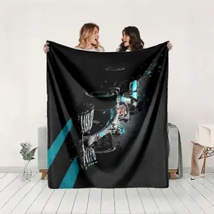 1 piece Mercedes F1 racing speed competition themed flannel blanket - All-season comfortable flannel blanket in modern style, suitable for sofas and beds, digital printing, super soft and warm, 100% polyester material, machine washable, suitable