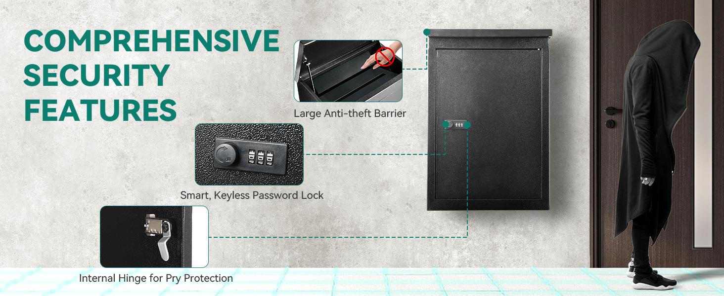 YITAMOTOR Outside Package Delivery Box, 19.7x13.4x8.7 inch Outside Package Drop Box with Coded Lock, Locking Mailbox for Outside Home Garden, Office, School to Collect Package and Mail Organiser Racks