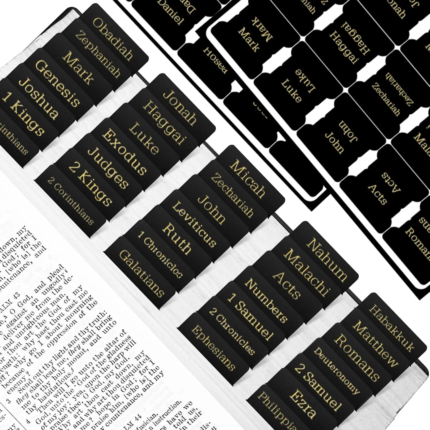 Tabs, 75 Tabs, Laminated  Index Tabs for Women and Men,  Book Tabs for Easy Navigation, Large Print Easy to Read( Foil Black)