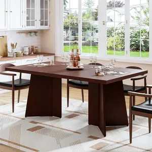 Garvee 63" Dining Table for 4-6 People - Kitchen Table with Extra Thickened Tabletop & Heavy Duty Base Legs, Modern Rectangular Dinner Table for Kitchen, Conference Room, Home, Walnut