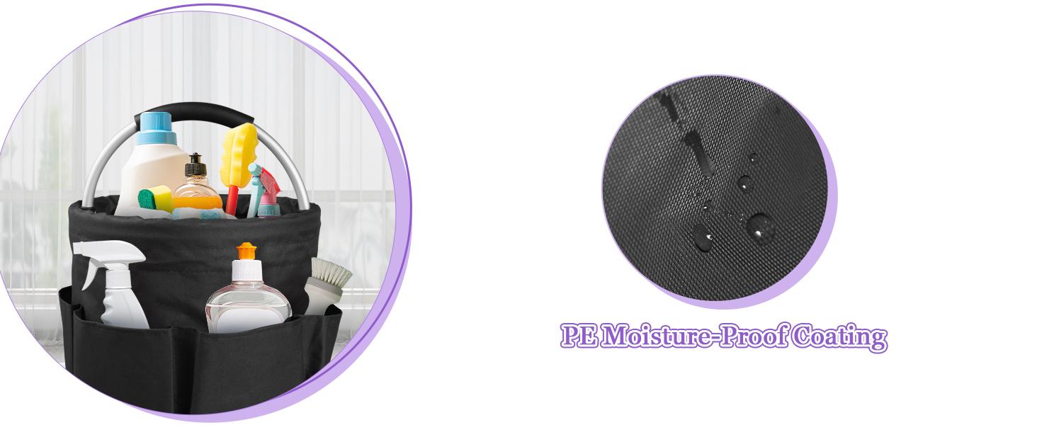 2Pcs Collapsible Cleaning Caddy with Handle, 17L Foldable Cleaning Supply Caddy, Bucket Tool Organizer in 600D Oxford Fabric, Multifunctional Storage Basket for Cleaning, Traveling, Black 2Pcs Collapsible Cleaning Caddy with Handle, 17L Foldable Cleaning Supply Caddy, Bucket Tool Organizer in 600D Oxford Fabric, Multifunctional Storage Basket for Cleaning, Traveling, Black