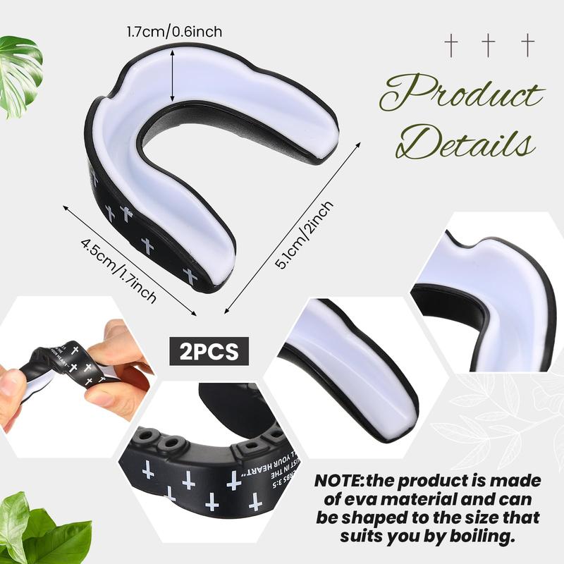 2 Pcs Cross Wrestling Mouth Guards Christian Teeth Armor Sport Game Guard with Case Religious Mouth Guard Baseball Football Lacrosse Basketball Rugby Boxing Taekwondo