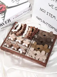 Vintage Flower Design Hair Tie, Hair Clip & Set, Boho Style Hair Accessories for Women & Girls, Minimalist Headwear Suitable for Thick Hair, Hair Claws Set