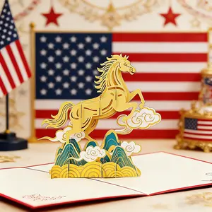 2026 Year of the Horse greeting card 3D greeting card, containing writing cards, is very suitable for birthday, holiday party, Valentine's Day, school season to give children a blessing gift.