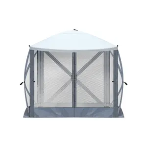 60-Second Pop-Up Canopy with Black Poles, Dark Gray Roof, Mosquito-Proof Mesh, UV 50+ Shade, Easy Install, Fully Assembled in 60 Seconds – Ideal for Farmers' Market Booths, Backyard