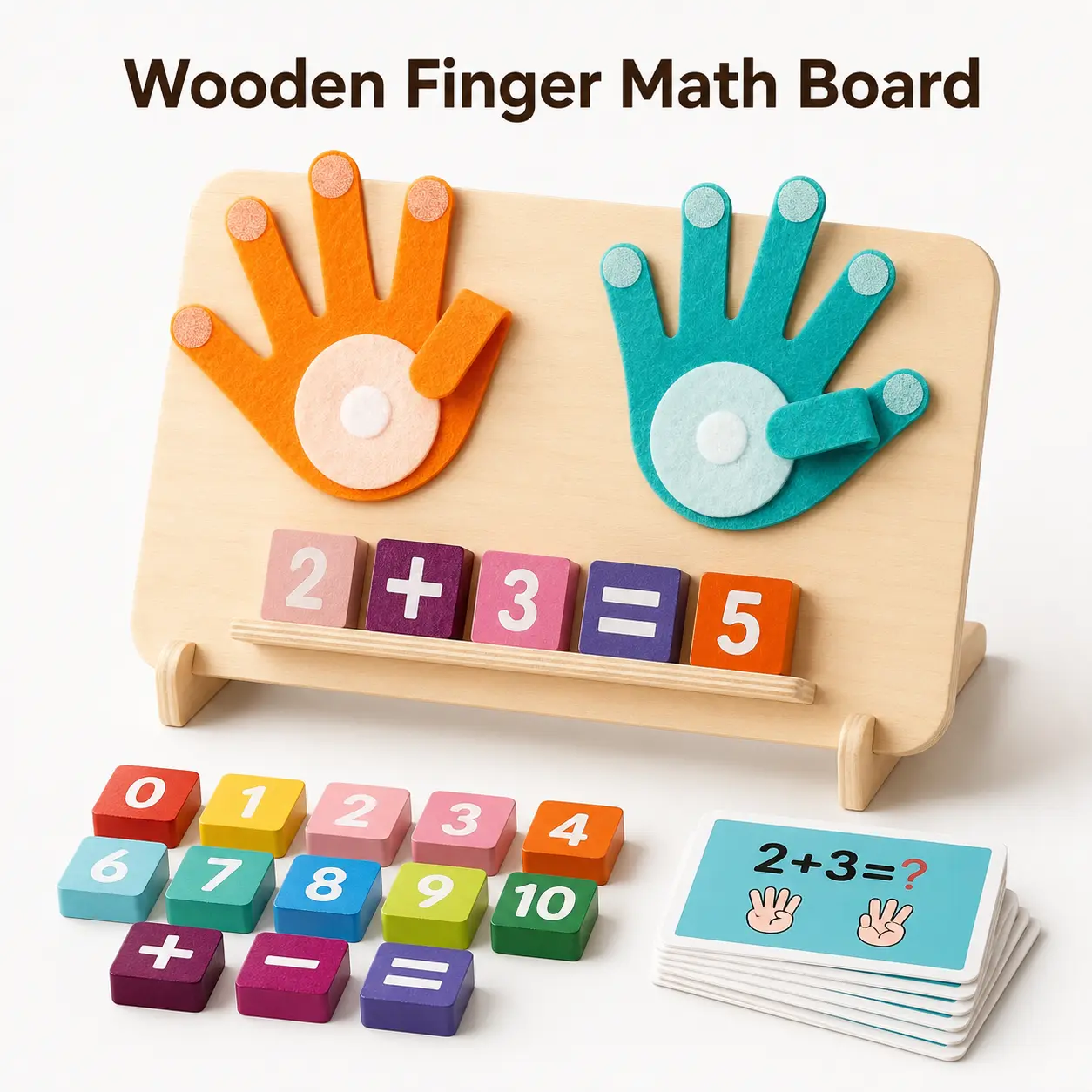 [DealsForYouDays]  Montessori Wooden Math Toy for Preschool Kids, Finger Counting Board with Number Blocks & Math Cards, Screen Free Hands On Learning Activity, Kindergarten Math Center, Homeschool Math Resource for Early Learning Ages 3-5