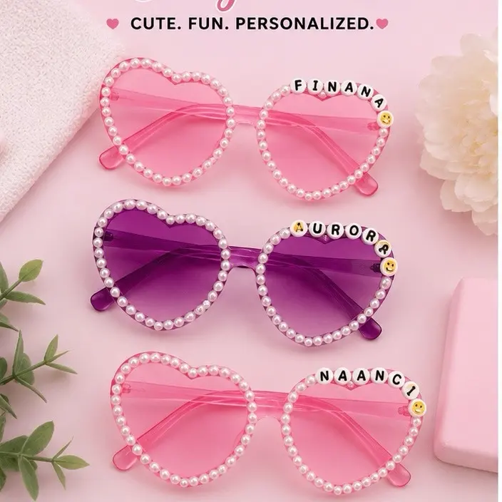 Personalized Beaded Heart Sunglasses | Custom Name Sunglasses | Birthday Party Favors | Bridal Shower| Sweet 16 Accessories