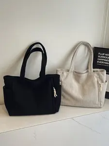 Women’s Corduroy Shoulder Bag, Roomy, Elegant & Versatile – Your Go-To for Commute & Shopping Runs