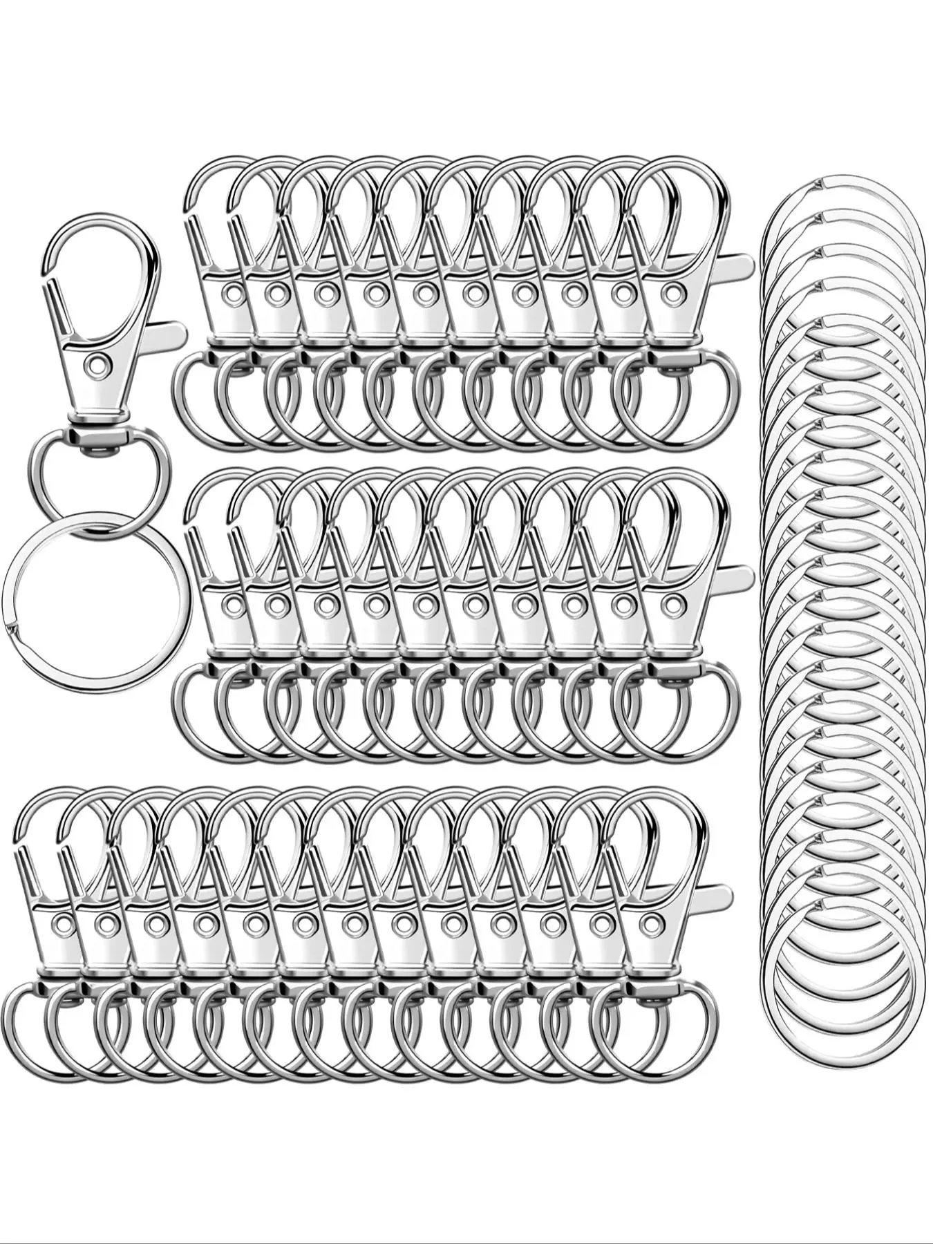 50pcs Key Chain Hooks with Key Rings, DIY Hanging Rope Jewelry Keychain Making Set, 25 Metal Lobster Claw Rings + 25 Separate Key Rings, Jewelry Making Supplies