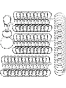 50pcs Key Chain Hooks with Key Rings, DIY Hanging Rope Jewelry Keychain Making Set, 25 Metal Lobster Claw Rings + 25 Separate Key Rings, Jewelry Making Supplies