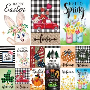 Seasonal Garden Flags Double-Sided Yard Flags Small Garden Flags for Outdoors Christmas Halloween Spring Seasonal Flags for Outdoor Decorations Holiday Garden Flags for All Seasons