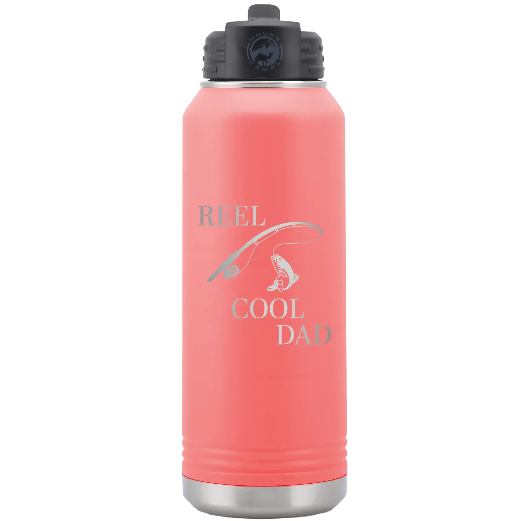 Personalized Reel Cool Dad 32 oz Water Bottle - Coral