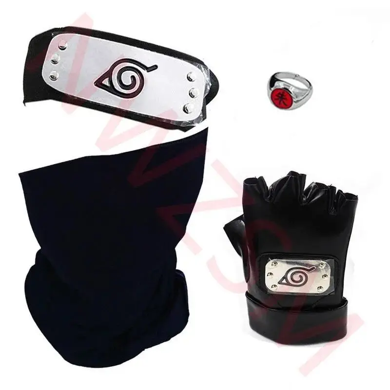 Hatake Kakashi Cosplay Costumes Complete Accessory Set - Includes Gloves, Mask, Headband, Kunai, Notebook, Konohagakurenosato Sign Props for Festive & Party Gifting (Festive & Party Supplies), A Complete Set Of