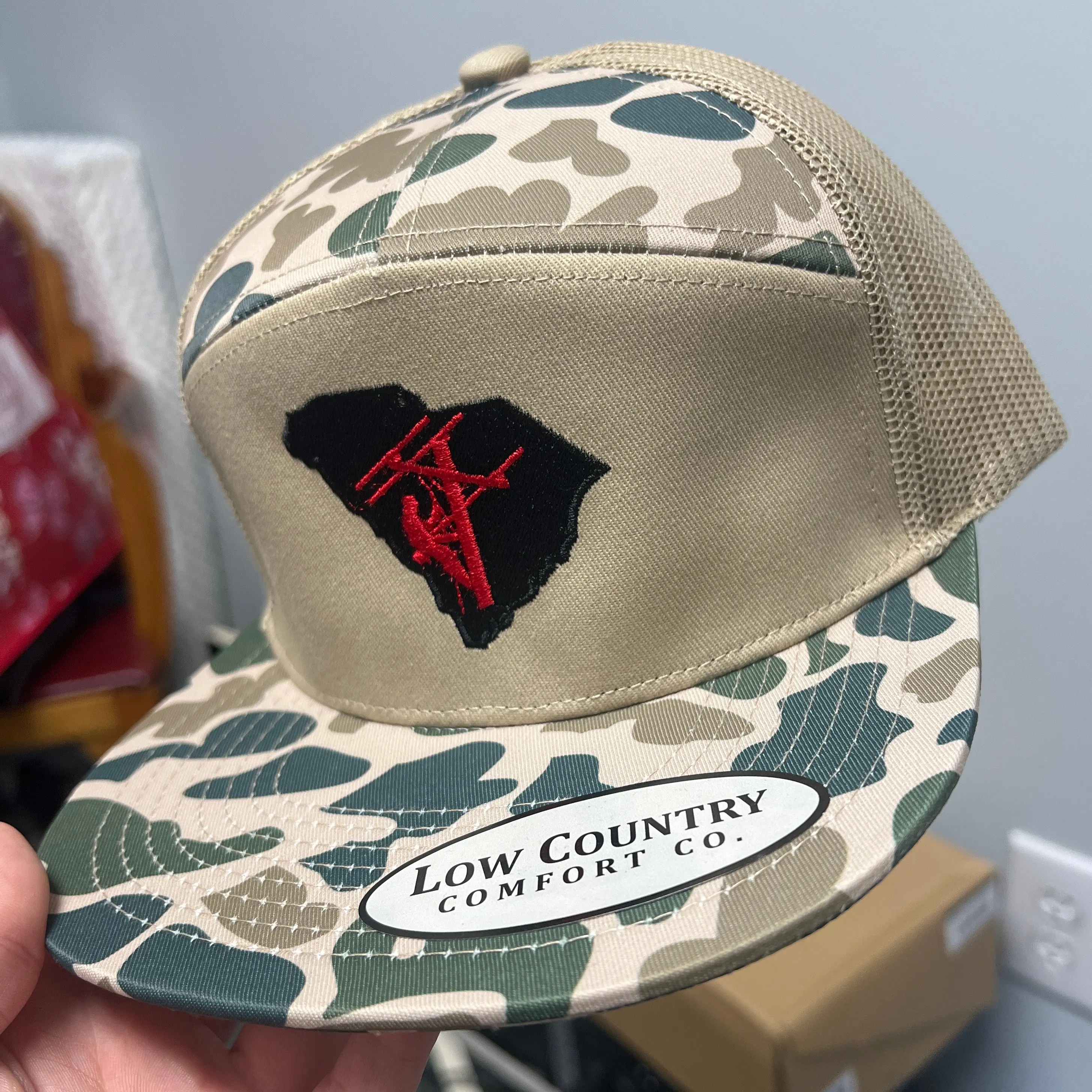 SC Lineman Blue Collar Old School Camo 7 Panel Hat