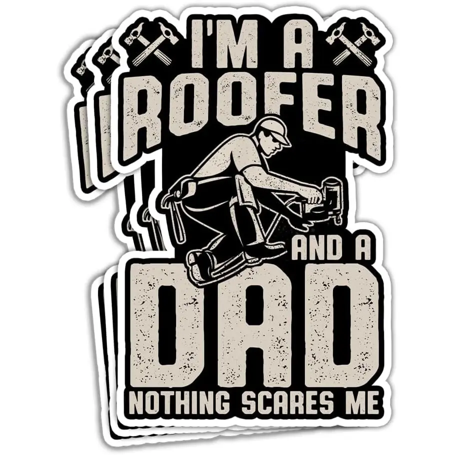 COMBO 3PCS Roofer Dad Funny Roofer Stickers, Carpenter Construction Waterproof Vinyl Sticker for Hard Hat, Car, Laptop, Helmet, Notebook, Cooler